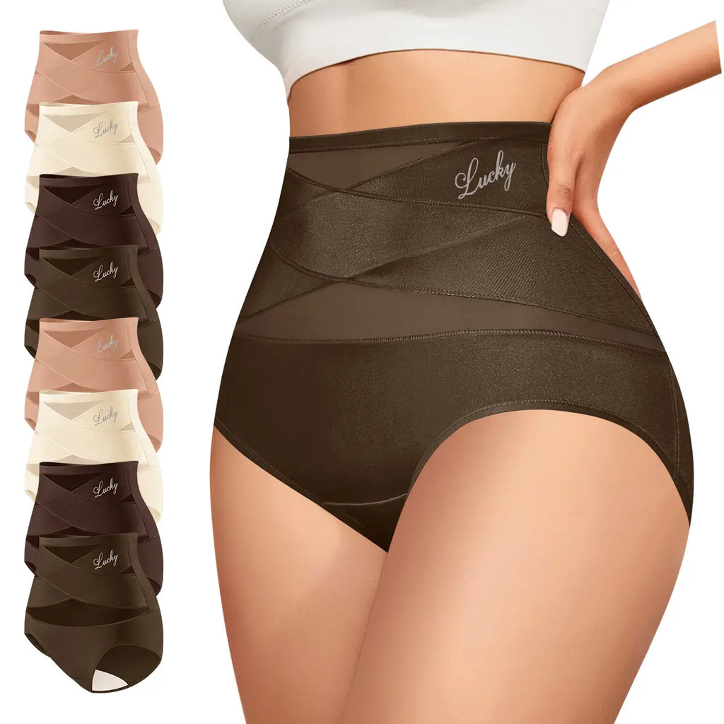 Morelect Women'S High-Waist Briefs - 4/5/6/8 Pcs Basic Lucky Logo Sheer Mesh Bikini Panties, Breathable Lightweight Women'S Underwear, All-Season Essential Mothers' Day Gift, Underwear for Women