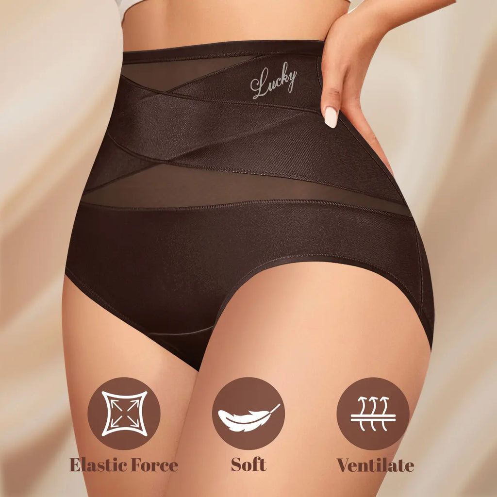 Morelect Women'S High-Waist Briefs - 4/5/6/8 Pcs Basic Lucky Logo Sheer Mesh Bikini Panties, Breathable Lightweight Women'S Underwear, All-Season Essential Mothers' Day Gift, Underwear for Women