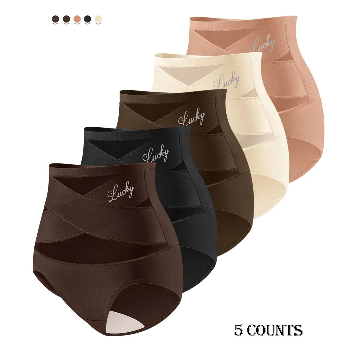 Morelect Women'S High-Waist Briefs - 4/5/6/8 Pcs Basic Lucky Logo Sheer Mesh Bikini Panties, Breathable Lightweight Women'S Underwear, All-Season Essential Mothers' Day Gift, Underwear for Women
