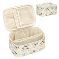 Makeup Bag,Travel Makeup Organizer Bag, Cute Cosmetic Bags for Women Girls Travel Toiletry Bag Traveling with Brush Slot and Divider-Floral