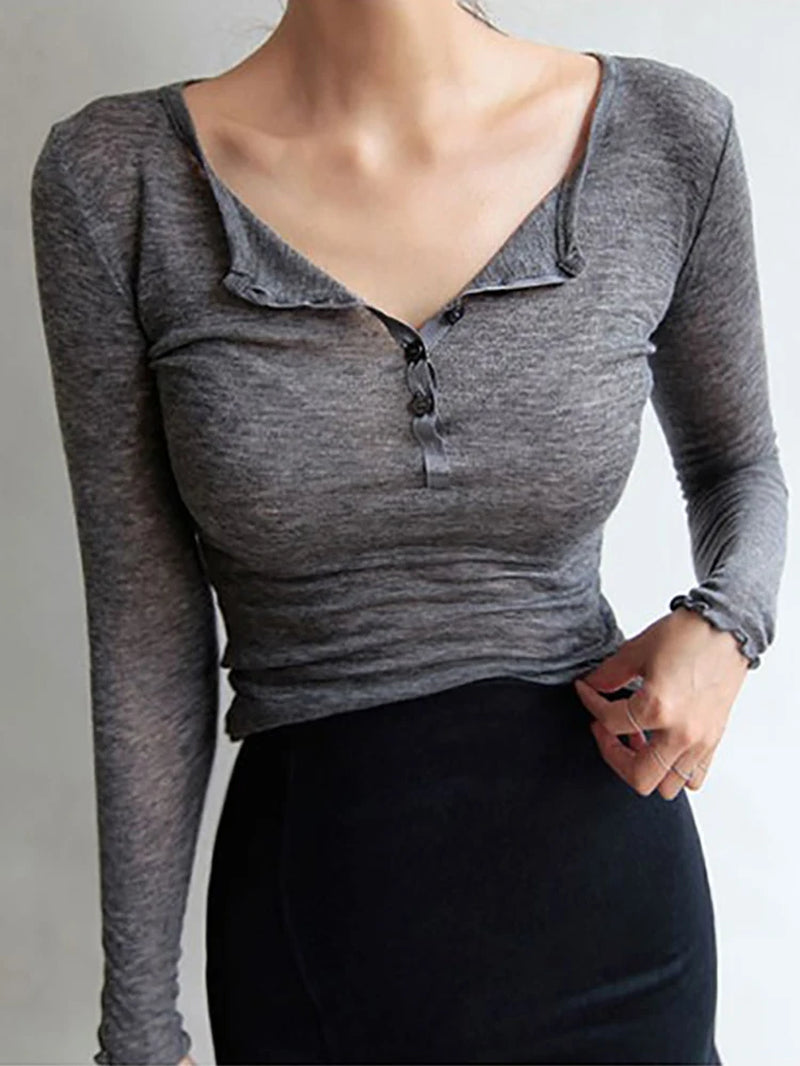 Sexy Tshirt Women T Shirt 2026 Spring Summer T-Shirt Women Tops Korean Long Sleeve Vetement Femme Ropa Mujer Kawaii Clothes
