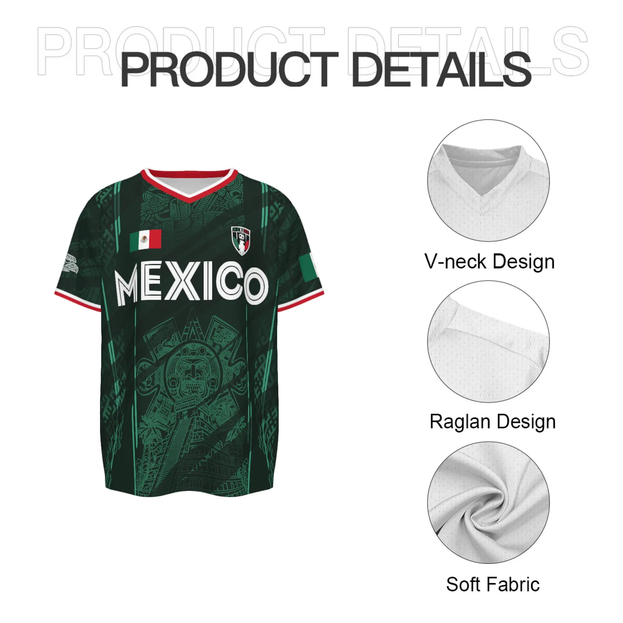 2026 Mexico Soccer Jersey, Chichén Itzá Pyramid Graphic Retro Soccer Jersey, All over Print, Casual Style for All Seasons, Classic Throwback Jersey Sportswear Top