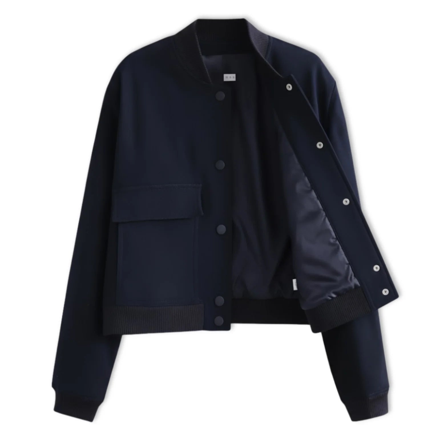Veste Bomber Femme Courte À Boutons Pression Et Grandes Poches Plaquées