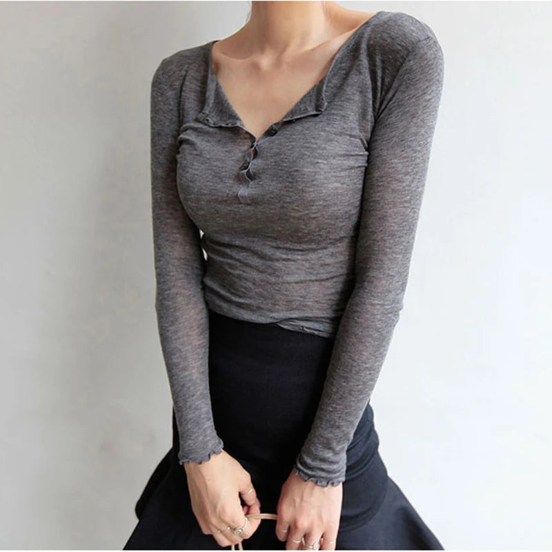 Sexy Tshirt Women T Shirt 2026 Spring Summer T-Shirt Women Tops Korean Long Sleeve Vetement Femme Ropa Mujer Kawaii Clothes