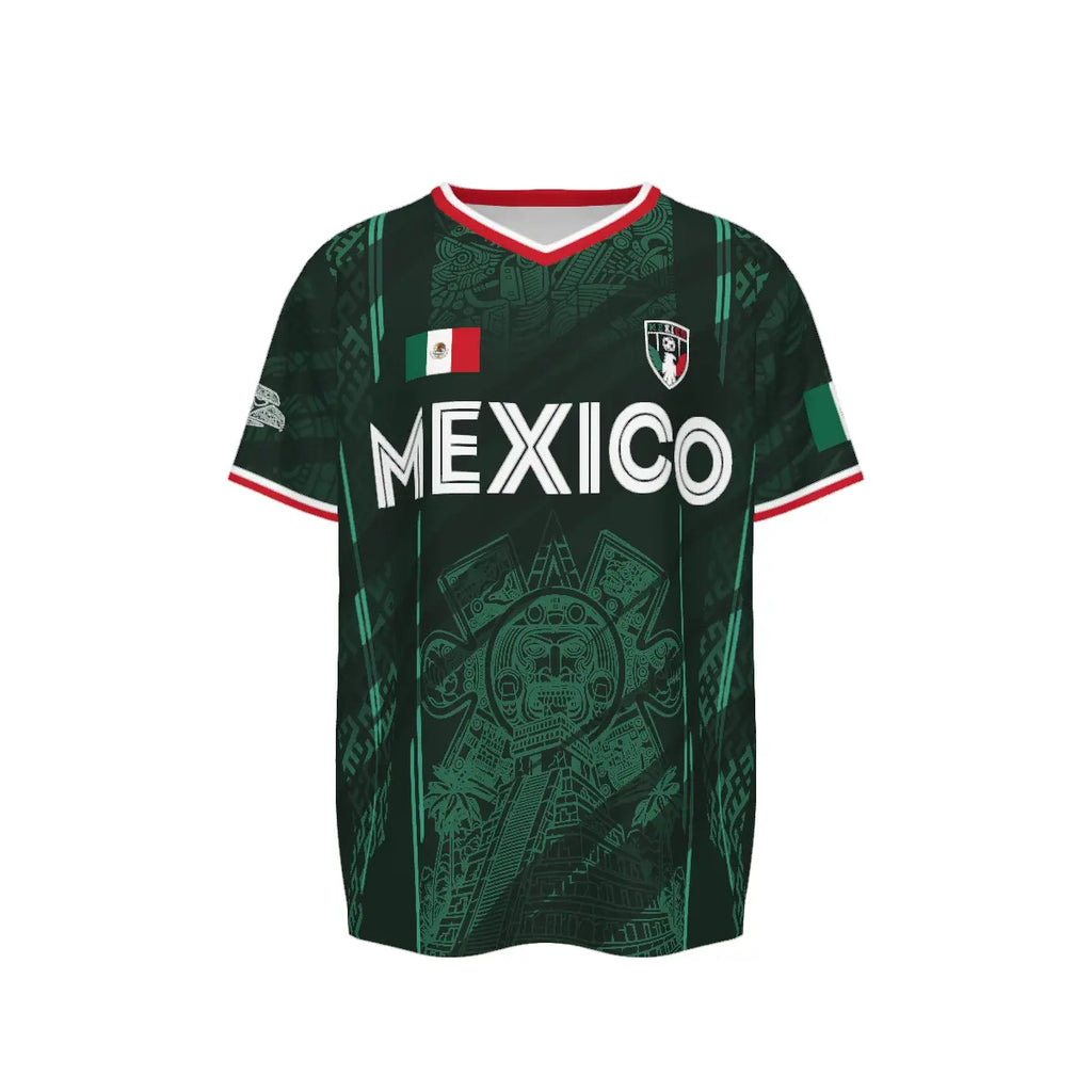 2026 Mexico Soccer Jersey, Chichén Itzá Pyramid Graphic Retro Soccer Jersey, All over Print, Casual Style for All Seasons, Classic Throwback Jersey Sportswear Top