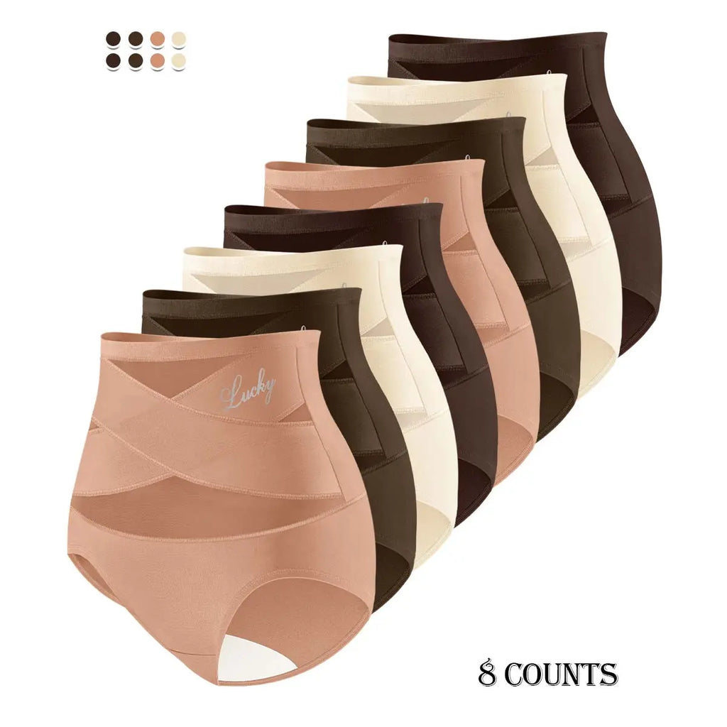 Morelect Women'S High-Waist Briefs - 4/5/6/8 Pcs Basic Lucky Logo Sheer Mesh Bikini Panties, Breathable Lightweight Women'S Underwear, All-Season Essential Mothers' Day Gift, Underwear for Women