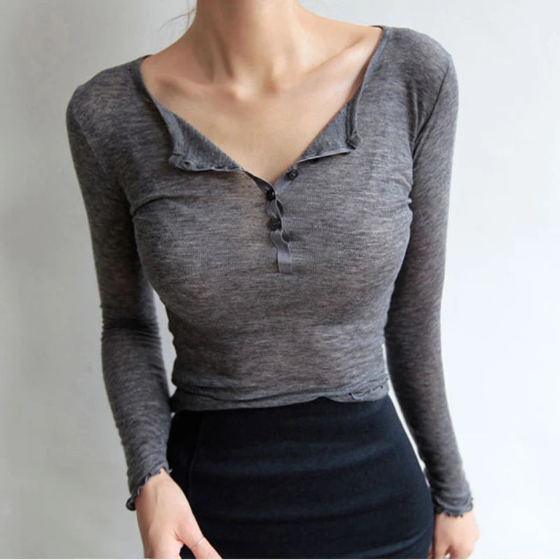 Sexy Tshirt Women T Shirt 2026 Spring Summer T-Shirt Women Tops Korean Long Sleeve Vetement Femme Ropa Mujer Kawaii Clothes