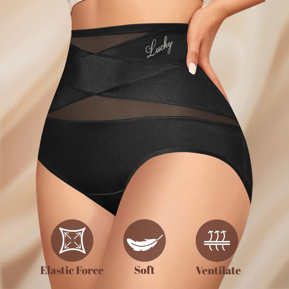 Morelect Women'S High-Waist Briefs - 4/5/6/8 Pcs Basic Lucky Logo Sheer Mesh Bikini Panties, Breathable Lightweight Women'S Underwear, All-Season Essential Mothers' Day Gift, Underwear for Women